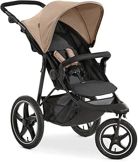 hauckRunner 2, Mocha - Robust All Terrain Pushchair with Raincover, XL Pneumatic Air Wheels, UPF 50+, Reclining Backrest from Birth up to 22 kg, Height-Adjustable Handle, XL Mesh Window
