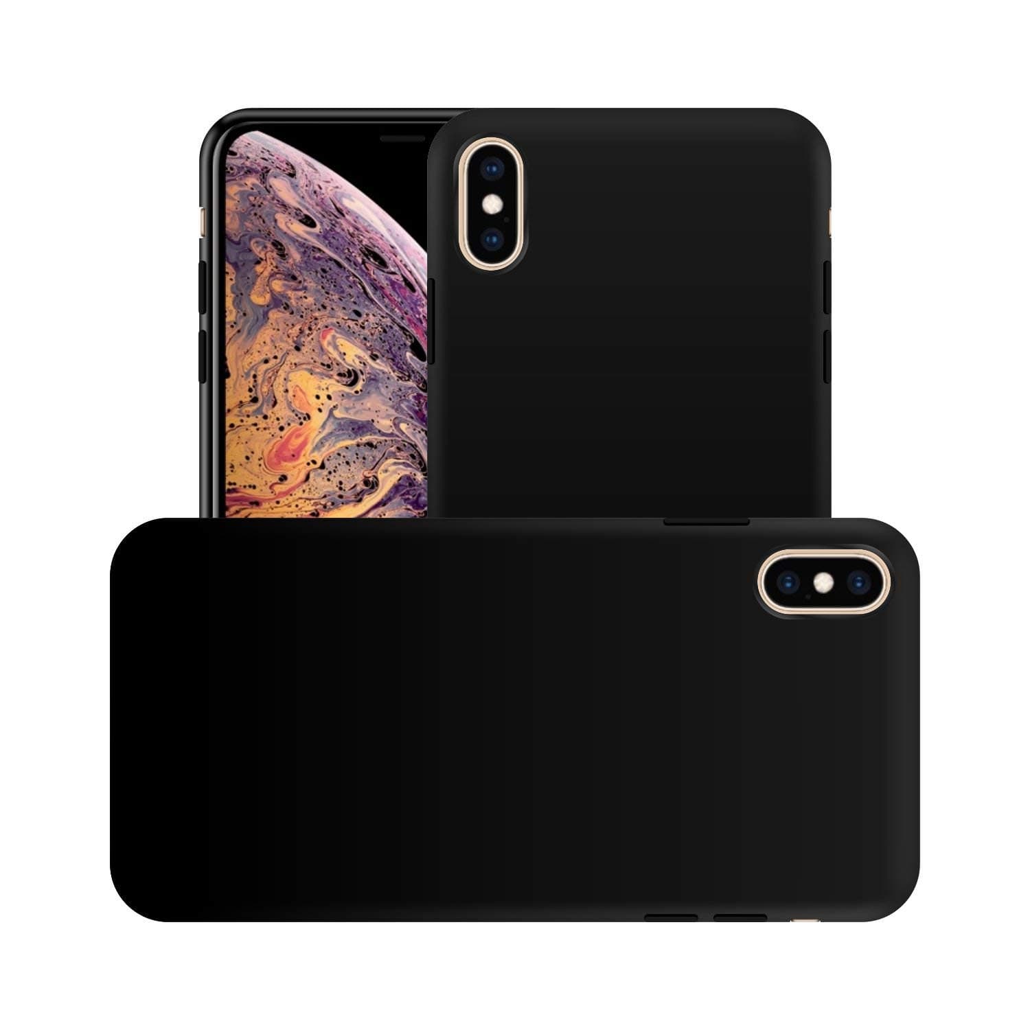 Case Creation Apple iPhone Xs Max 2018 Back case, iPhone Xs Max Slim Flexible Smart Look case with 360 Camera All Angle Protection (Pure Black)