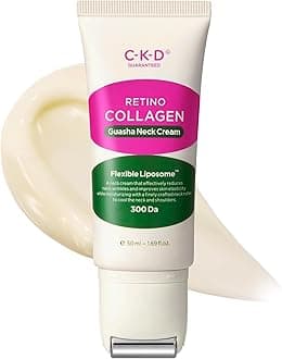 CKD Guasha Neck Cream with Small Molecule Retino Collagen, Anti-Ageing Firming Cream for the Neck to Tighten Saggy Skin, with Steel Roller, 1.69 oz