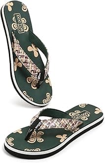 Doctor Walk Women's Butterfly Print Flip Flops with Woven Straps, Black and White, Comfortable Anti-Skid Footbed Slipper