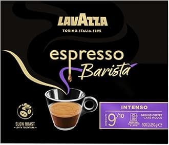 Lavazza, Espresso Barista Intenso, Coffee Ground, 2 x 250 g, Ideal for Moka Pots, with Aromatic Notes of Cocoa and Wood, Arabica and Robusta, Intensity 9/10, Medium Roasting