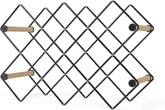 Mango Steam 10 Bottle Counter-top Wine Rack - Storage Organizer for Kitchen Countertops, Pantry, Fridge (Wood Grey Silver)