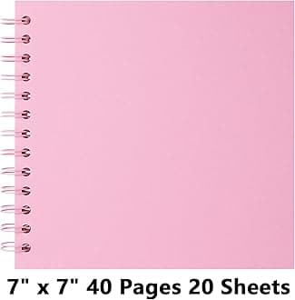 7X7 Inch DIY Scrapbook Photo Album, Kraft Blank Paper Scrap Book 40 Pages Memory Book for Wedding Family, Pink