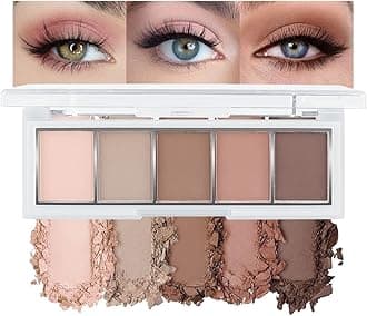 5 Colors Matte Nude Eyeshadow Makeup Palette, Nude Pink Brown Taupe Neutral Matte Smokey Cream Mini Eye Shadow Palette Makeup for Older Women Blue Green Eyes, Contour Make up Palettes sombras de ojos