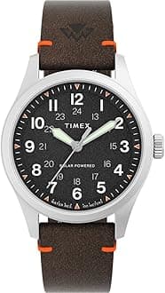 Timex Men's Expedition North 36 mm Watch - Brown Eco-Friendly Two-Piece Quick Release Strap Black Dial Stainless Steel Case TW2V64200