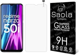 Saola® 9H Tempered Glass For Realme Narzo 50i (PACK OF 1) with Free Installation Kit. Full screen Coverage. Free Replacement If Received Damaged - 6.5 inch