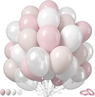 Blush Pink Balloons, 50 PCS 12 Inch Double Stuffed Nude Cream Dusty Pink White Sand Latex Balloons for Bridal Baby Girls Shower Boho Bachelorette Birthday Wedding Party Decorations