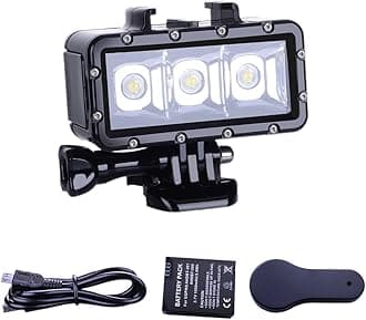 Diving Light - Waterproof Underwater Light for Gopro Hero 13/12/11/10/9/8/7/6/5/4/3/3+/Session/AKASO/DJI Osmo - 147ft (45m)