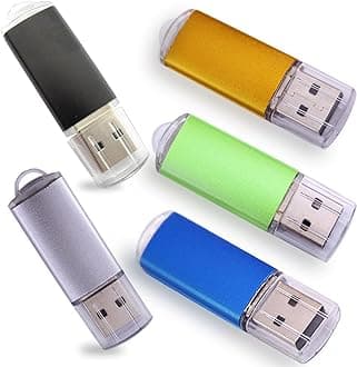 USB Flash Drives 2.0 Metal Key with LED Indicator Pack of 5 Colors (128MB,Not GB,Smaller than 1GB,Blank)