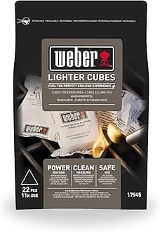 Weber Firelighters (22 Pieces), for igniting charcoal & briquettes, easy handling, without odor or unpleasant taste, environmentally friendly & safe (17945)