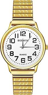 Elastic Strap Watches for Women: Large Face Clear Number Women's Easy Reader Watch Analog Quartz Wrist Watch Ladies Watch Stainless Steel Expansion Band