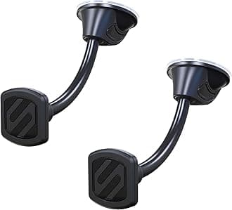 Scosche MAGWDM-2PXCES0 MagicMount Flex Neck Suction Cup Car Phone Mount for Dashboard/Windshield, 360° Adjustable Magnet Head Universal Cell Phone Holder for iPhone, Samsung & All Devices (Pack of 2)