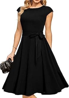 Women Casual Dresses Swing Tea Dress Cocktail Vintage A-Line Midi Party Dress