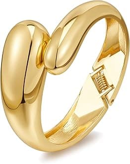 Chunky Gold Cuff Bracelets for Women Wide Gold Bangle Bracelet Hammered Open Wrist Cuff Bracelet Christmas Holiday Jewelry