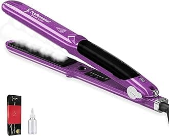 DORISILK 2 in 1 Ceramic Straightener and Curler, Professional Dual Voltage Flat Iron (Purple)