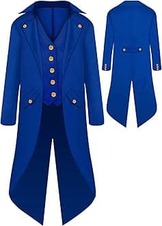 AIEOE - Boy Steampunk Coat Child Medieval Gothic Frock Coat Renaissance Victorian Pirate Viking Costume for Carnival Partit Cosplay Long Sleeves Vintage Boy Jacket - Child