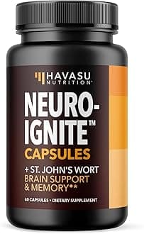 NeuroIGNITE Brain Supplements for Memory and Focus - 60 Count - Nootropics Brain Support Supplement with St. John's Wort, Ginkgo Biloba, Bacopa, Phosphatidylserine - Non-GMO Capsules, 2-Month Supply