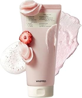 Whipped Korean Skincare Face Wash, Doubles as a Face Mask, Strawberry Vanilla, Hydrating Vegan Facial Cleanser for Dry Skin with Niacinamide, Hyaluronic Acid, Ceramide, Cleanser for Sensitive Skin