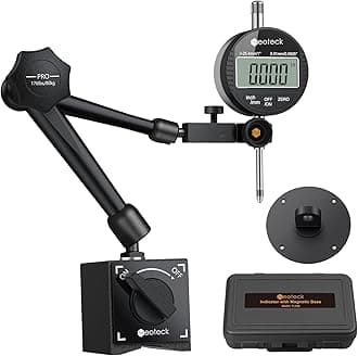 Neoteck Digital Dial Indicator Gauge and Magnetic Base Set with Storage Case 0-1 inch/25.4mm,0.01mm/0.0005" Inch/Metric Conversion Measuring Tool for 3D Printer Lathe Workshop CNC Machine-Black
