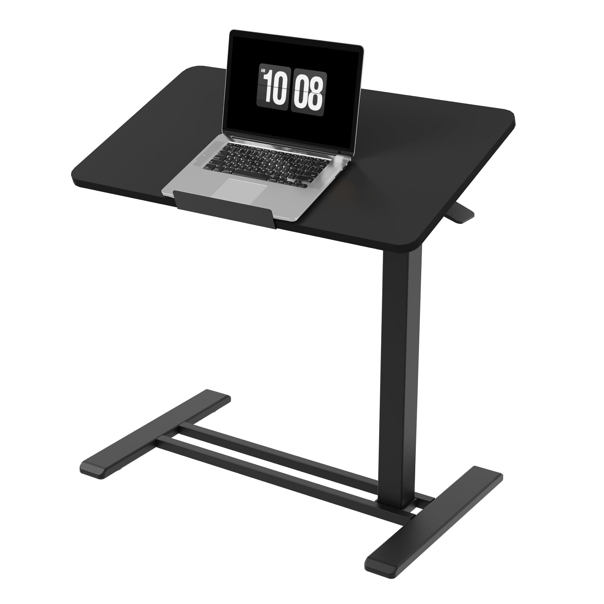 FLEXISPOT H7 PRO Mobile Standing Desk Adjustable Overbed Table Pneumatic with Wheels 90°Tiltable Portable Laptop Desk Rolling Computer Cart Foldable Bedside Table(31.5" W x 17.7" D D, Black)