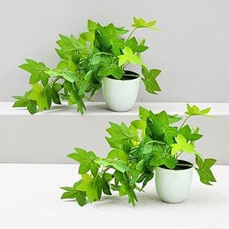 fancymart Plastic Artificial Plant Maple Leaves Falling in Pot, Home and Office Decor Item for Desk & Wall Shelves, Green