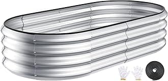 Kesfitt Raised Garden Bed Kit,Outdoor Galvanized Planter Large Metal Raised Boxes with Safety Edging and Gloves for Gardening Vegetables,Fruits,Flower(4x2x1FT)