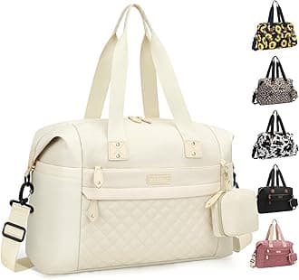 Diaper Tote, Baby Bags with Pacifier Case, Shoulder Straps, Stroller Clips, Waterproof Mommy Bag - Medium, White