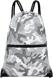 HOLYLUCK Drawstring Backpack Bag Sport Gym Sackpack, Grey Camo, 13.4" L X 8.3" W, Sport