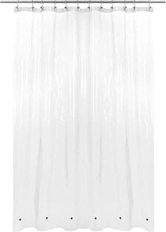 Barossa Design Extra Long Shower Curtain or Liner 72x80-6 Magnets on Bottom, PEVA, Waterproof, PVC Free, Metal Grommets - 72 x 80 Inches, Clear