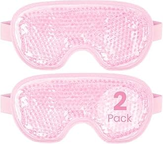 NEWGO Cooling Eye Mask for Puffy Eyes, Reusable Hot Cold Therapy Gel Cold Eye Mask for Migraine, Headache, Dark Circles, Dry Swollen Eyes, Sinus Pain-Pink 2pack