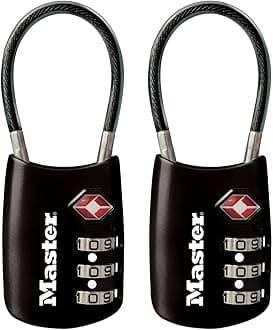 Padlock, Set Your Own Combination TSA Locks for Luggage, Travel Zipper Lock with Cable Shackle is 1-3/16 in. Wide, Colors May Vary, 4688T, 2 Count (Pack of 1)