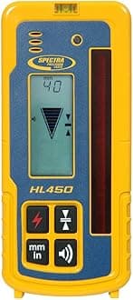 HL450 Laserometer Receiver with Digital Readout, 102 mm Beam Reception, IP67 Rugged Housing, Drop-Resistant up to 5 ft, Includes Rod Clamp & User Guide