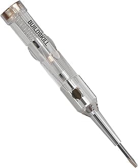 BUILDSKILL Electric Tester Screwdriver, Transparent Ergonomic Design, Durable Pocket Clip Screw Driver, Improved Cap Design, Line Tester - Tester Electrical for Industrial & Domestic Use (Pack of 1)