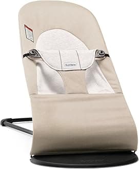 Bouncer Balance Soft, Cotton/Jersey, Beige/Gray 2-in-1 Adjustable Baby Bouncer Seat and Toddler Chair, Newborn to Toddler (8-29 lbs), 4 Positions, Lightweight & Portable