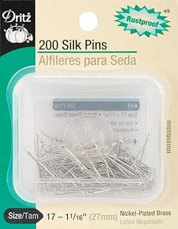 Dritz 49 Silk Pins, Nickel-Plated Brass, 1-1/16-Inch (200-Count)