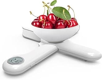 CAMRY Kitchen Scale, Travel Food Scale, Digital Folding Weighing Scales, Portable Kitchen Scales for Camping Motorhome,11lb/5kg Units in g/lb:oz, Round LCD Display(White)