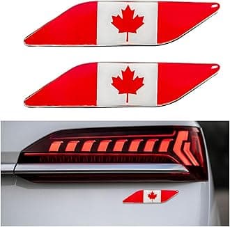 2 PCS 3D Tricolor Flag Emblem, Car Exterior Emblem Badge Sticker Decal, Vehicle Fender Bumper Decals, 3D Aluminum Declaration Badge for All Models, Universal Car Accessories (Canada)