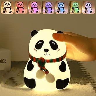 Panda Night Lamp, Panda Touch Silicone Lamp, 7 Colour Changing Light for Kids Bedroom, USB Rechargeable,Birthday Gift for Girls and Boys (Close Eye), Multicolor, led
