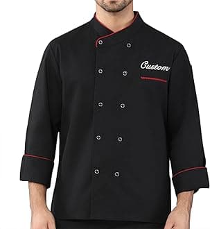Pekdi Personalized Chef Coat Custom Chef Jacket Long Sleeve Embroidered Chef Shirts Black Kitchen Uniforms Clothes Men Women