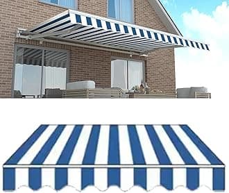 ILOOXI Patio Awning Retractable Fabric, Awning Replacement Fabric Sun Shade Shelter, Waterproof Sun Shade Awning Cover, Polyester Outdoor Canopy, Various Size Options ﻿ ﻿(6.5x5ft/200x150cm)