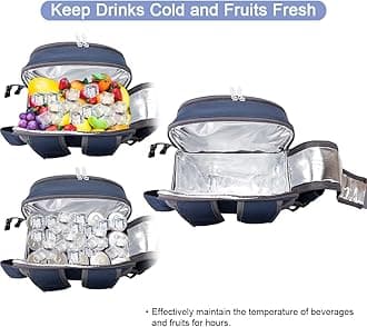 Sunflora Picnic Backpack for 2 Person Set Pack with Insulated Waterproof Pouch for Couple Outdoor Camping (Navy)