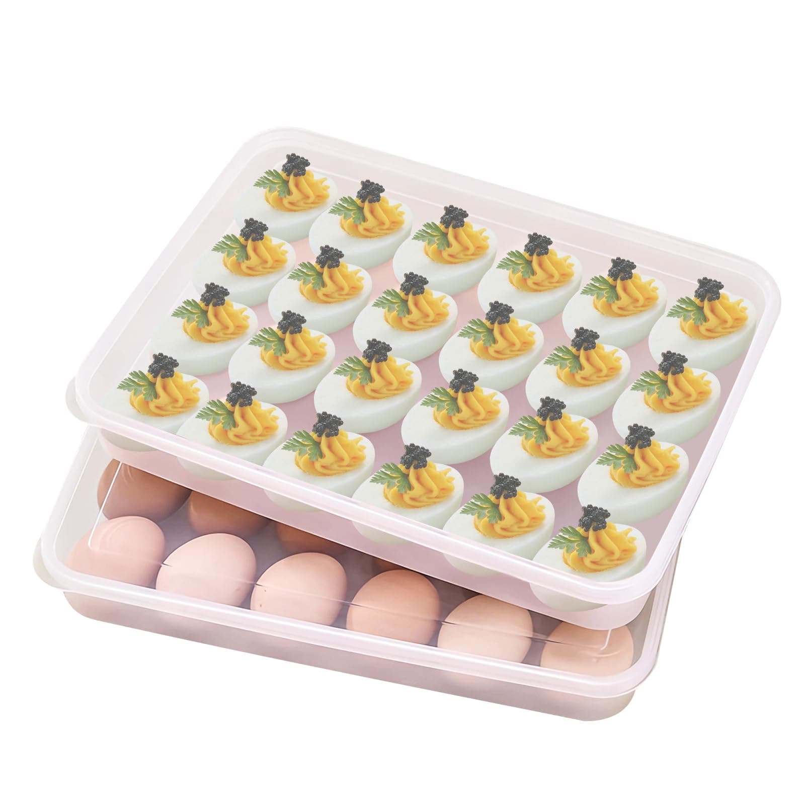 2 Pc Deviled Egg Platter, Deviled Egg Carrier with Lid, Deviled Egg Containers with Lid, Devil Egg Trays with Lid for Party, Easter Thanksgiving Party Home Kitchen Supplies