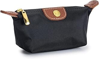 Womens Unique Change Purse Vintage Nylon Zip Coin Wallet Mini Bag (Black)