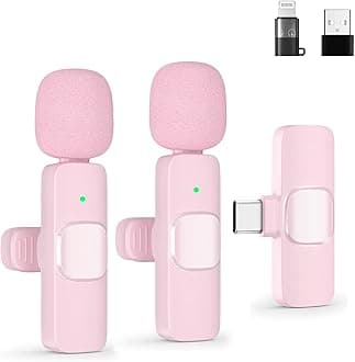 Wireless Lavalier Microphone for Android/iPhone/Computer/Laptop, Wireless Mic for iPhone 13 14 15 16 17 with Noise Reduction Chip, Mini Microphone for Recording Podcast YouTube, TikTok(2 Pack)