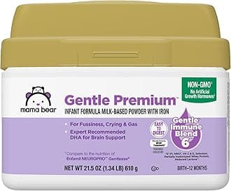 Amazon Brand - Mama Bear Gentle Premium Baby Formula Powder, DHA for Brain Support, Gentle Immune Blend 6, 2'FL HMO, For Fusiness, Crying & Gas, 21.5 oz, 1.34 pound (Pack of 1)
