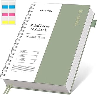 EMSHOI A4 College Ruled Spiral Notebook, Large 8.27"x11.2", Thick 300 Pages/150 Sheets, 100GSM Ink-Proof Waterproof PVC Cover Lay-Flat Lined Journal for Work Office School Writing, Light Green