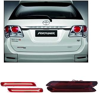 Reflector Led Brake Light for Bumper Drl with Wiring Compatible with/Replacement for Fortuner 2012-2015 Models (Rear/Back) (Red) - Set of 2