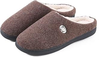 Mens Memory Foam House-Slippers, Full Toe Soft Non-Slip Comfortable Indoor Warm Slipper, for Bedroom Outdoor Slipper Shoes,Brown,42/43EU