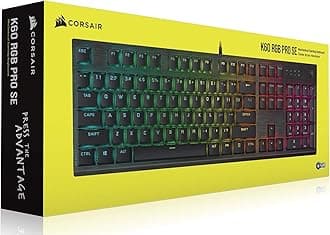 Corsair K60 RGB Pro SE Mechanical Gaming Keyboard - CHERRY Mechanical Keyswitches - Durable AluminumFrame - Customizable Per-Key RGB Backlighting - PBT Double-Shot Keycaps - Detachable Palm Rest,Black
