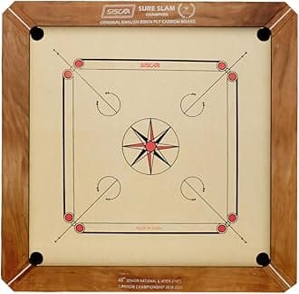 SISCAA Carrom Board Sure SLAM Indoor Board Game Approved by Carrom Federation of India & Maharashtra Carrom Association (Champion, 20mm)